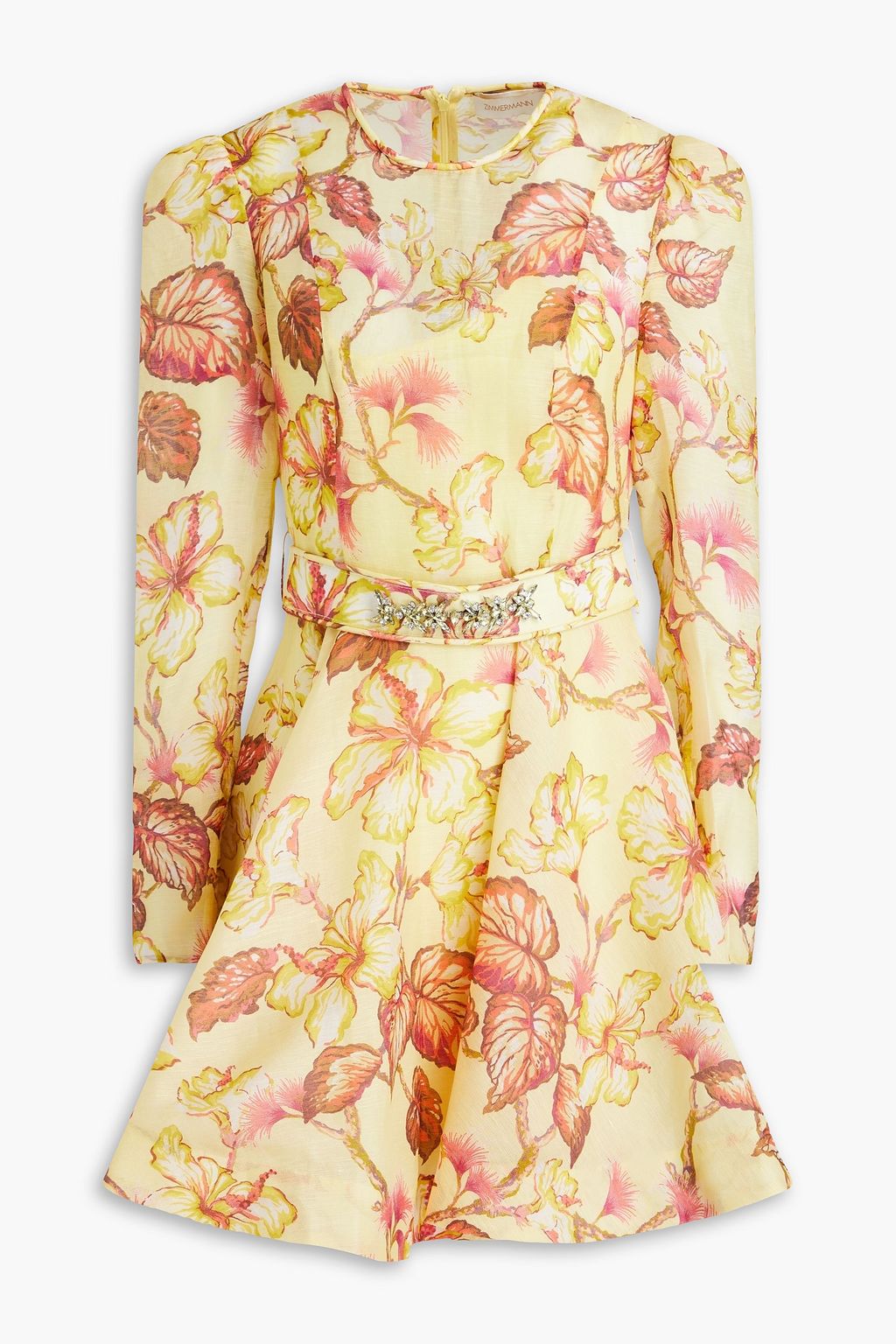 Belted Floral-Print Silk-Blend Mini Dress