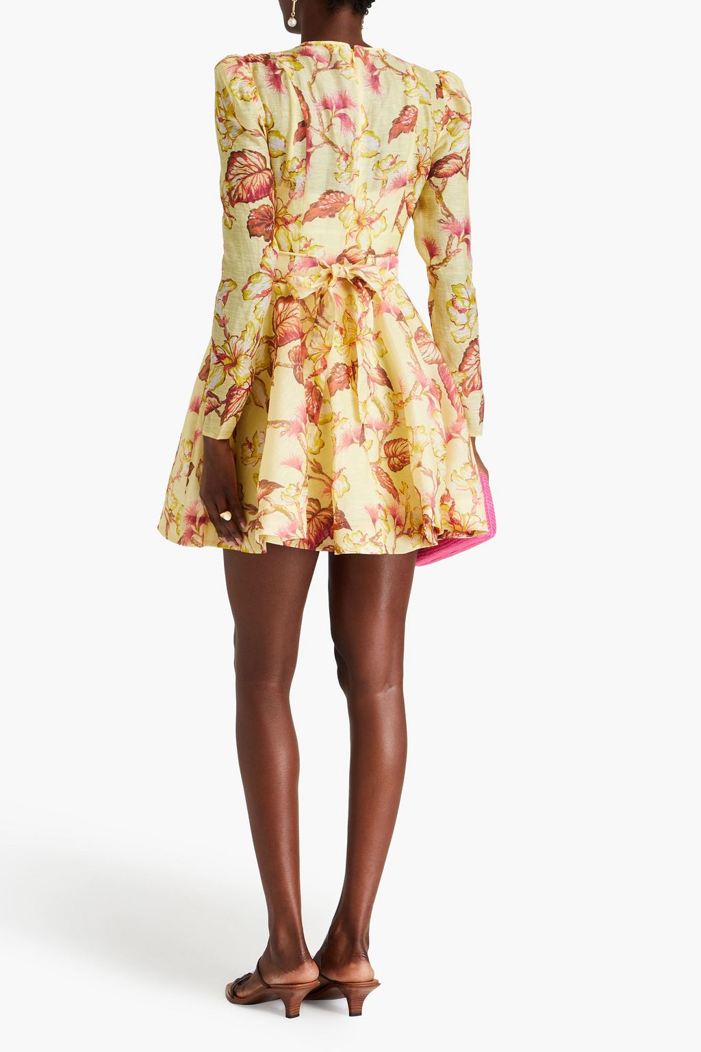 Belted Floral-Print Silk-Blend Mini Dress