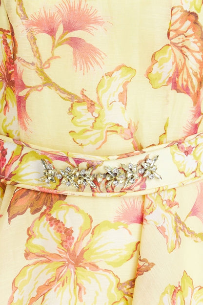 Belted Floral-Print Silk-Blend Mini Dress